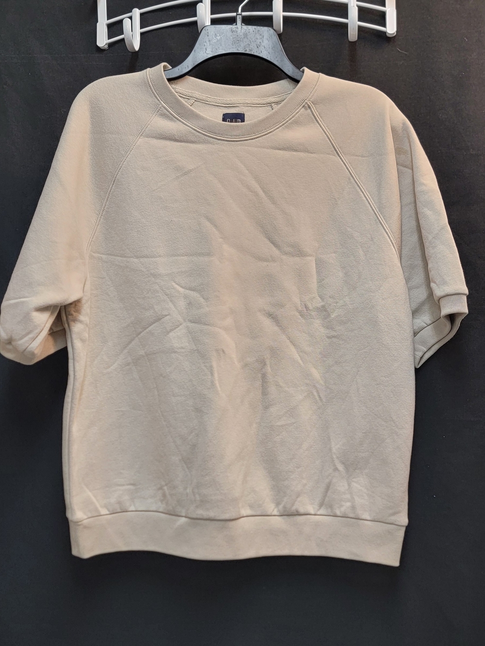 GAP Short-Sleeve Crewneck Sweatshirt in Light Beige